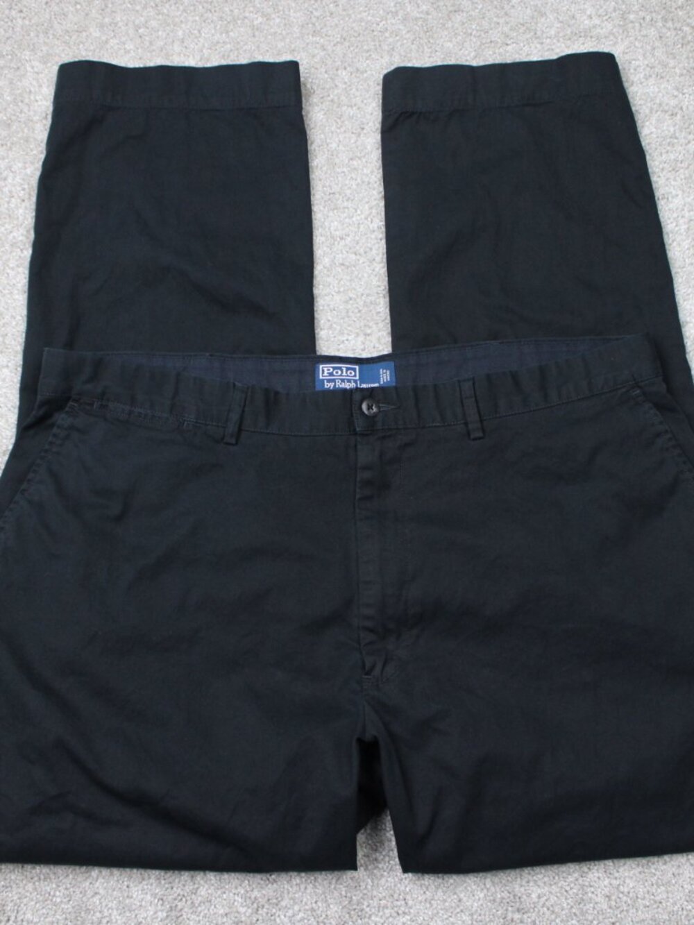 Polo Ralph Lauren Pants Mens 40x32 Black Chino Flat Front 100% Cotton Straight